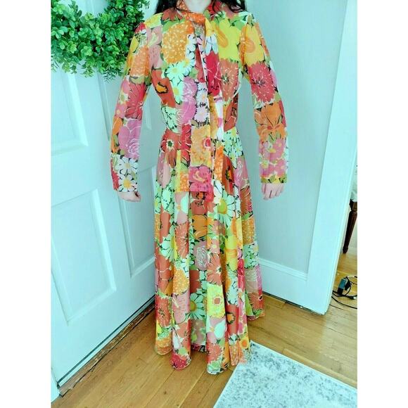 Vintage California Calliope Floral Dress-XS / S - Picture 5 of 10